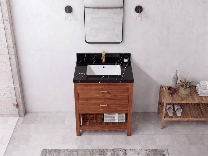 Parker Teak Wood 30 in. W x 22 in. D Single Sink Bathroom Vanity - photo 6