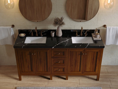 Nashville Teak Wood 72 in. W x 22 in. D Double Sink Bathroom Vanity
