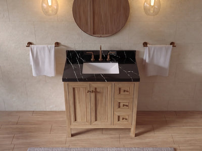 Nashville Teak Wood 36 in. W x 22 in. D Center Sink Bathroom Vanity