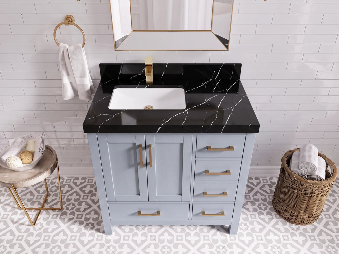 Malibu 36 in. W x 22 in. D Left Offset Sink Bathroom Vanity | 
              
                Blue Heather
                
                  
             - MLB_BLU_BLU_WHQZ_36L - photo №8