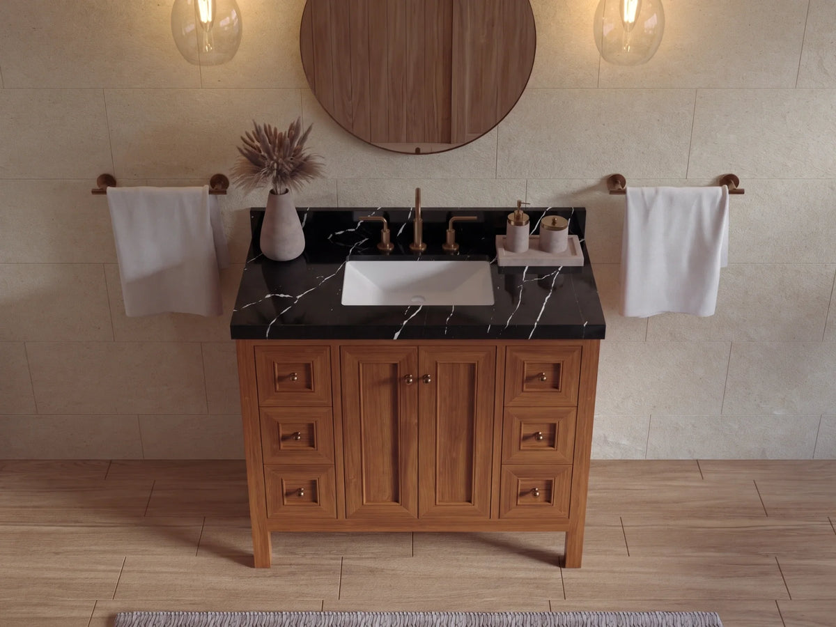 Nashville Teak Wood 42 in. W x 22 in. D Single Sink Bathroom Vanity