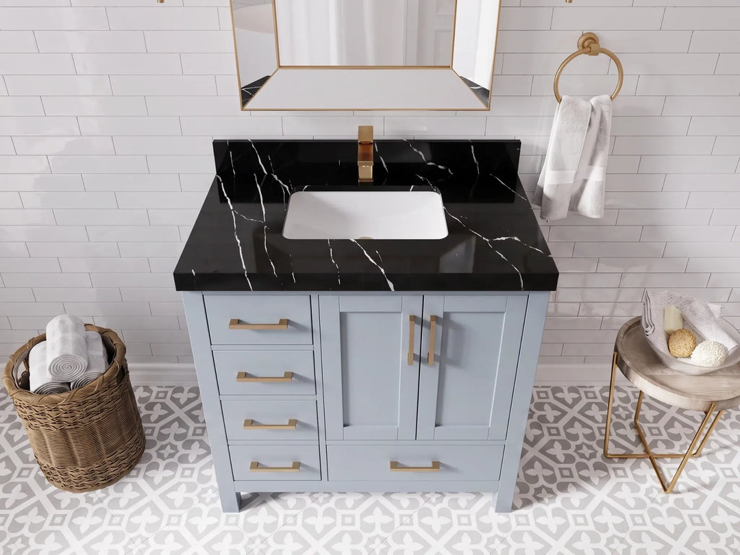 Malibu 36 in. W x 22 in. D with Center Sink Bathroom Vanity | 
              
                Blue Heather
                
                  
             - MLB_BLU_WHQZ_36CR - photo №7