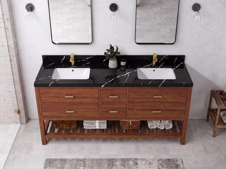 Parker Teak Wood 72 in. W x 22 in. D Double Sink Bathroom Vanity - photo 6