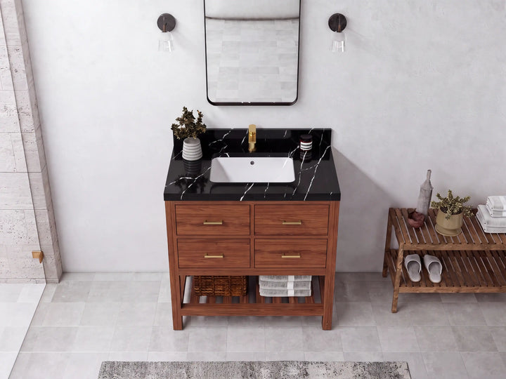 Parker Teak Wood 36 in. W x 22 in. D Center Sink Bathroom Vanity - photo 6