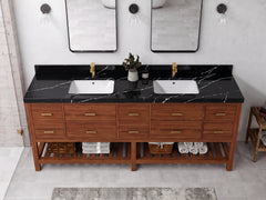 Parker Teak Wood 84 in. W x 22 in. D Double Sink Bathroom Vanity - photo 6