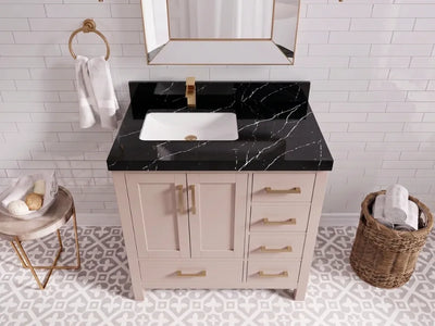 Malibu 36 in. W x 22 in. D Left Offset Sink Bathroom Vanity