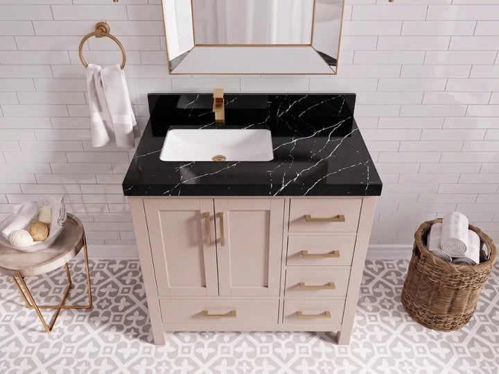 Malibu 36 in. W x 22 in. D Left Offset Sink Bathroom Vanity - photo 8