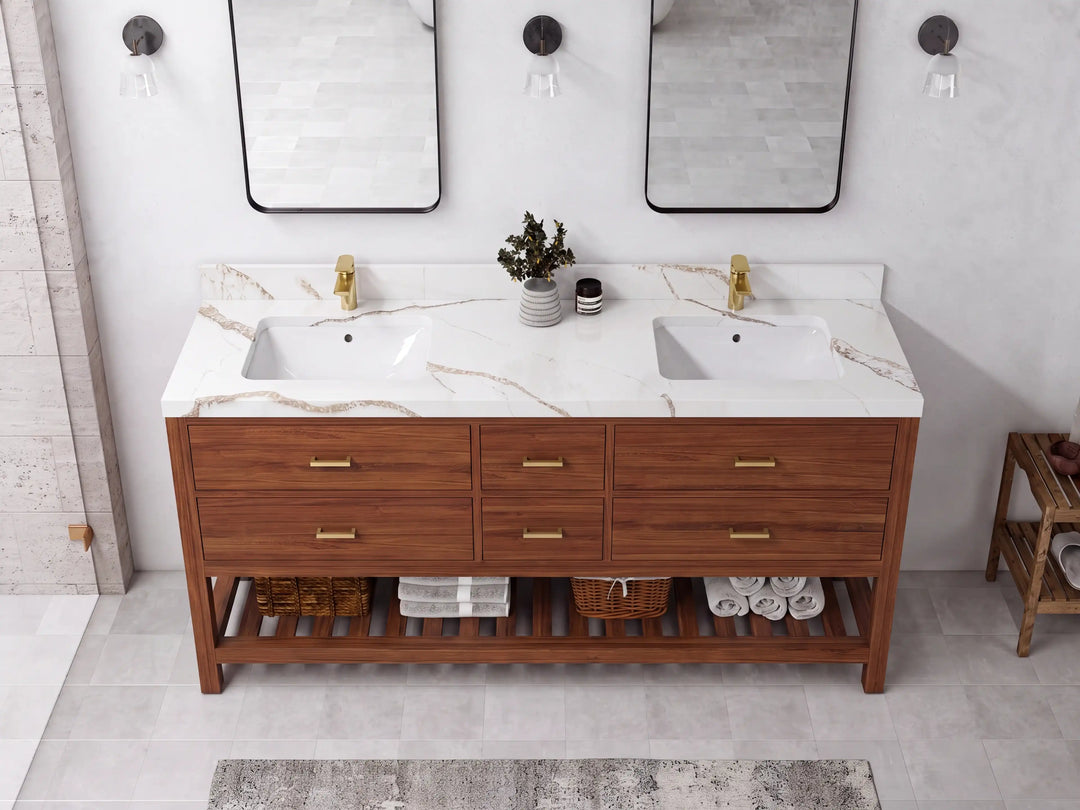 Parker Teak Wood 72 in. W x 22 in. D Double Sink Bathroom Vanity | 
              
                Dark Natural Teak
                
                  
             - PRK_TK_DNT_WHQZ_72D - photo №7
