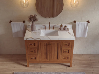 Nashville Teak Wood 48 in. W x 22 in. D Single Sink Bathroom Vanity