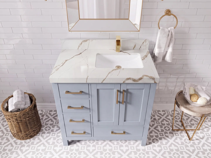 Malibu 36 in. W x 22 in. D Right Offset Sink Bathroom Vanity - photo 9