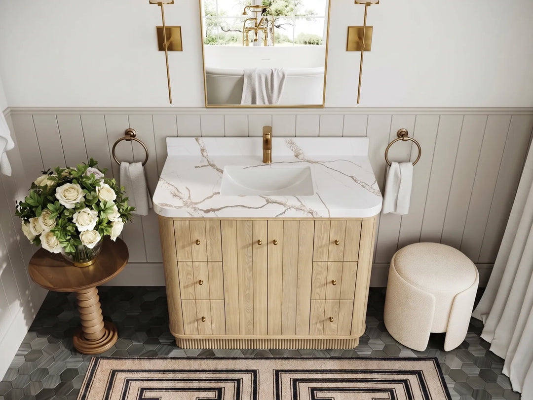 Houston White Oak 42 in. W x 22 in. D Free Standing Curved Edge Single Sink Bathroom Vanity | 
              
                Nordic White Oak
                
                  
             - HOU_WHOK_NORW_CARM_42 - photo №11