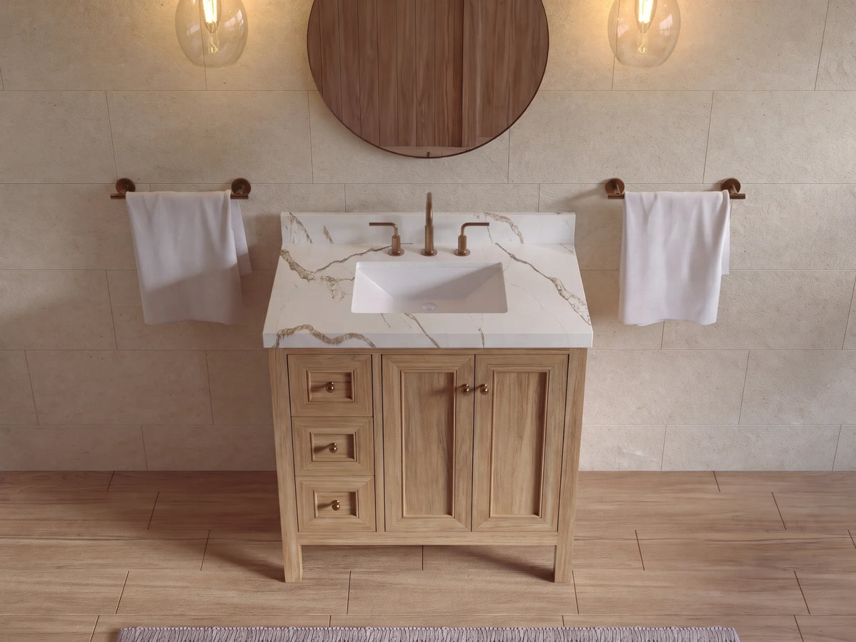 Nashville 36 in. W x 22 in. D Center Sink Teak Wood Bathroom Vanity