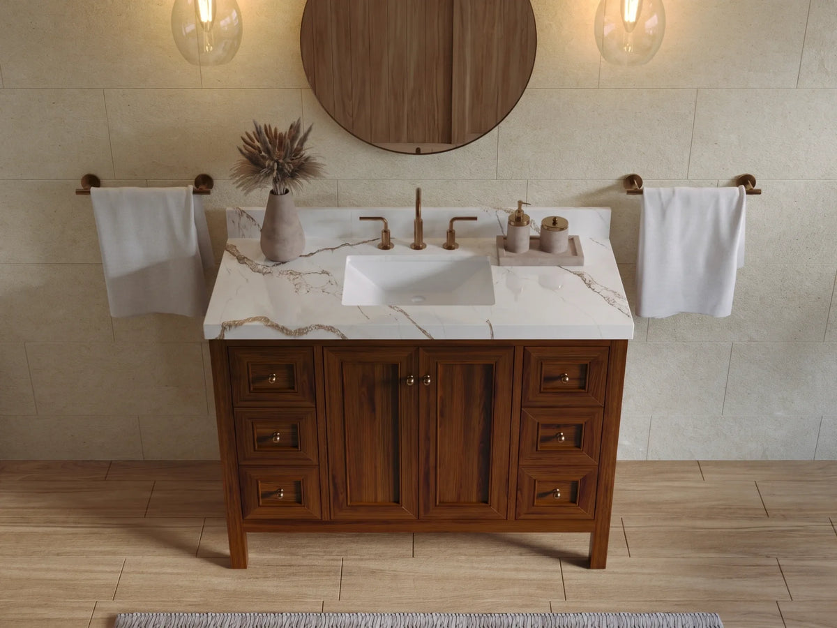 Nashville Teak Wood 48 in. W x 22 in. D Single Sink Bathroom Vanity