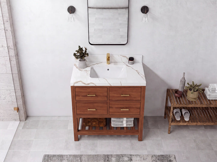 Parker Teak Wood 36 in. W x 22 in. D Center Sink Bathroom Vanity - photo 21