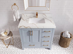 Malibu 36 in. W x 22 in. D Bathroom Vanity Center Sink - photo 8