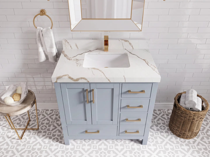 Malibu 36 in. W x 22 in. D Bathroom Vanity Center Sink - photo 8