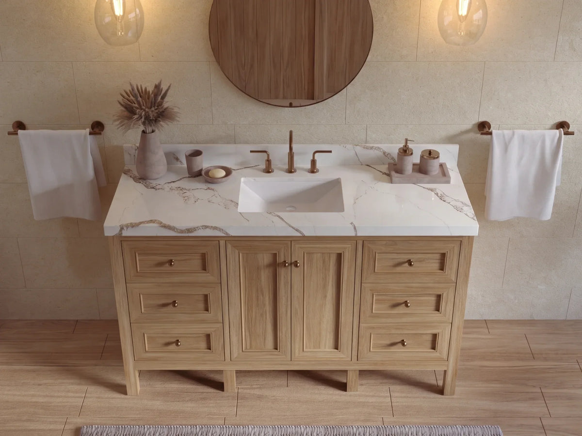 Nashville Teak Wood 60 in. W x 22 in. D Single Sink Bathroom Vanity