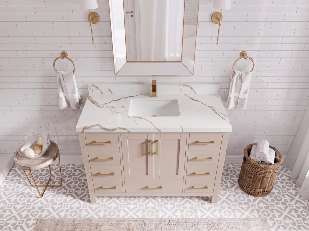 Malibu 48 in. W x 22 in. D Single Sink Bathroom Vanity | 
              
                Pink
                
                  
             - MLB_PNK_WHQZ_48S - photo №8