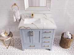 Malibu 36 in. W x 22 in. D Left Offset Sink Bathroom Vanity - photo 9