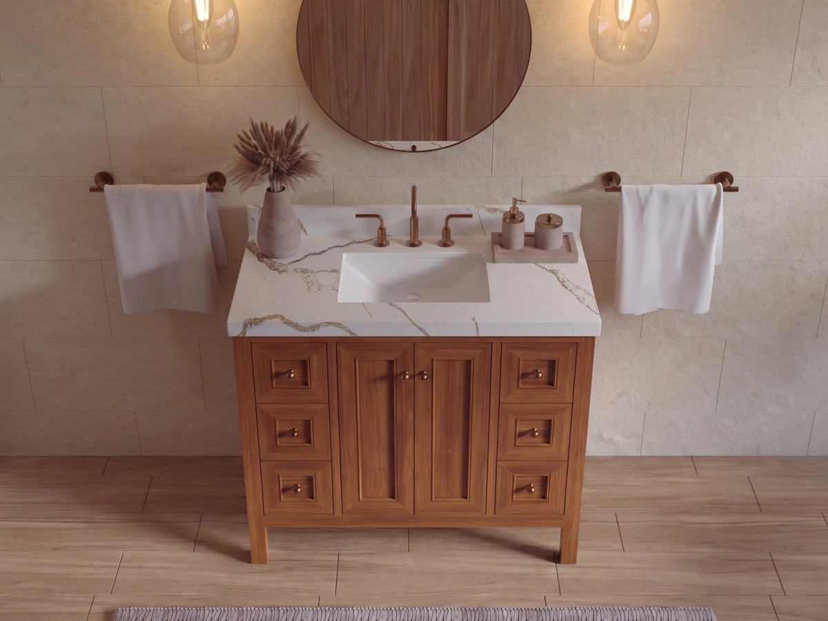 Nashville Teak Wood 42 in. W x 22 in. D Single Sink Bathroom Vanity