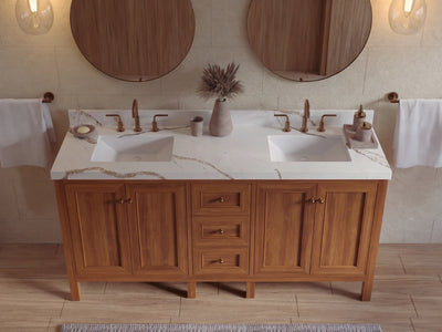 Nashville Teak Wood 72 in. W x 22 in. D Double Sink Bathroom Vanity
