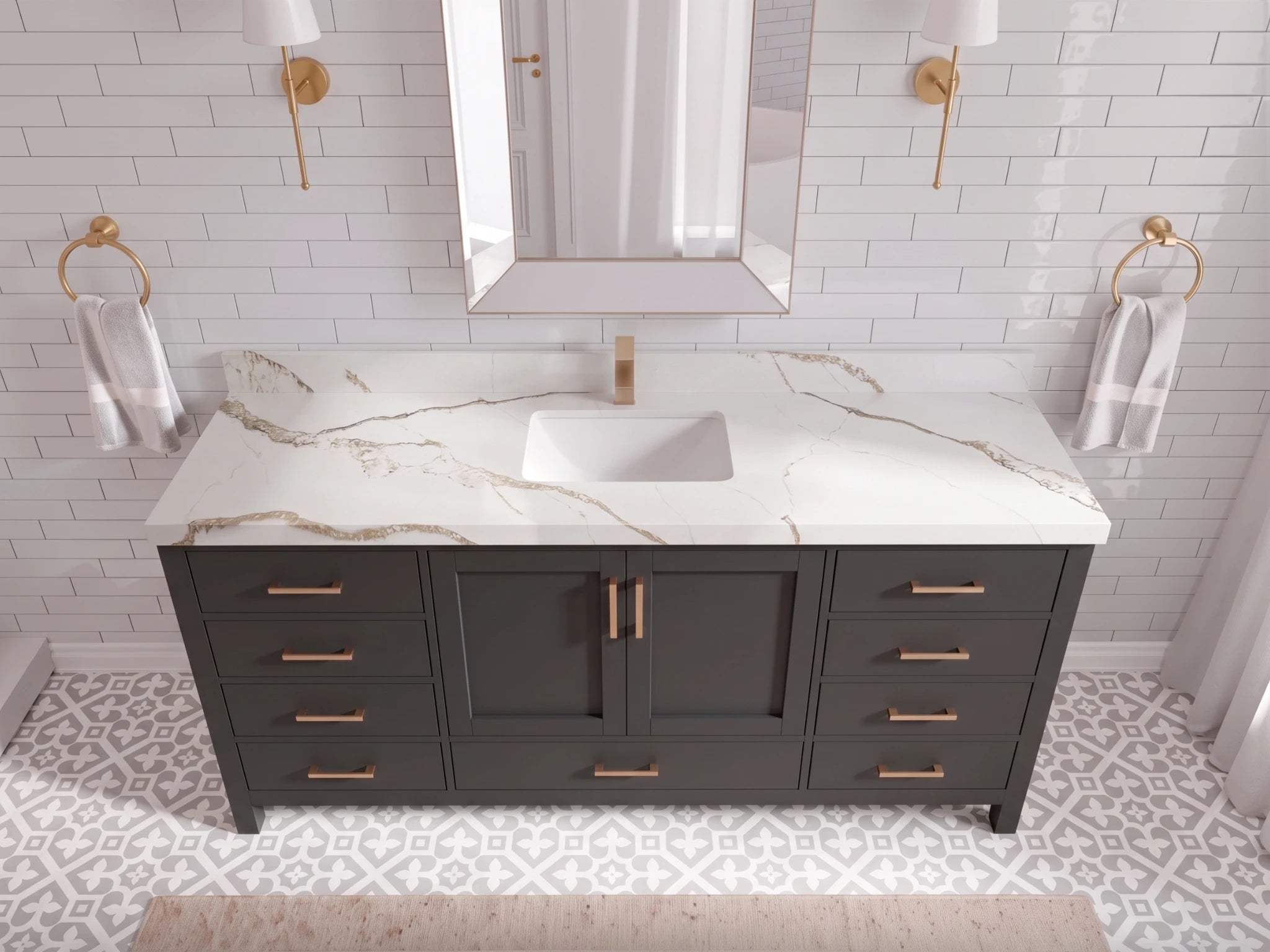 Malibu 72 in. W x 22 in. D Single Sink Bathroom Vanity