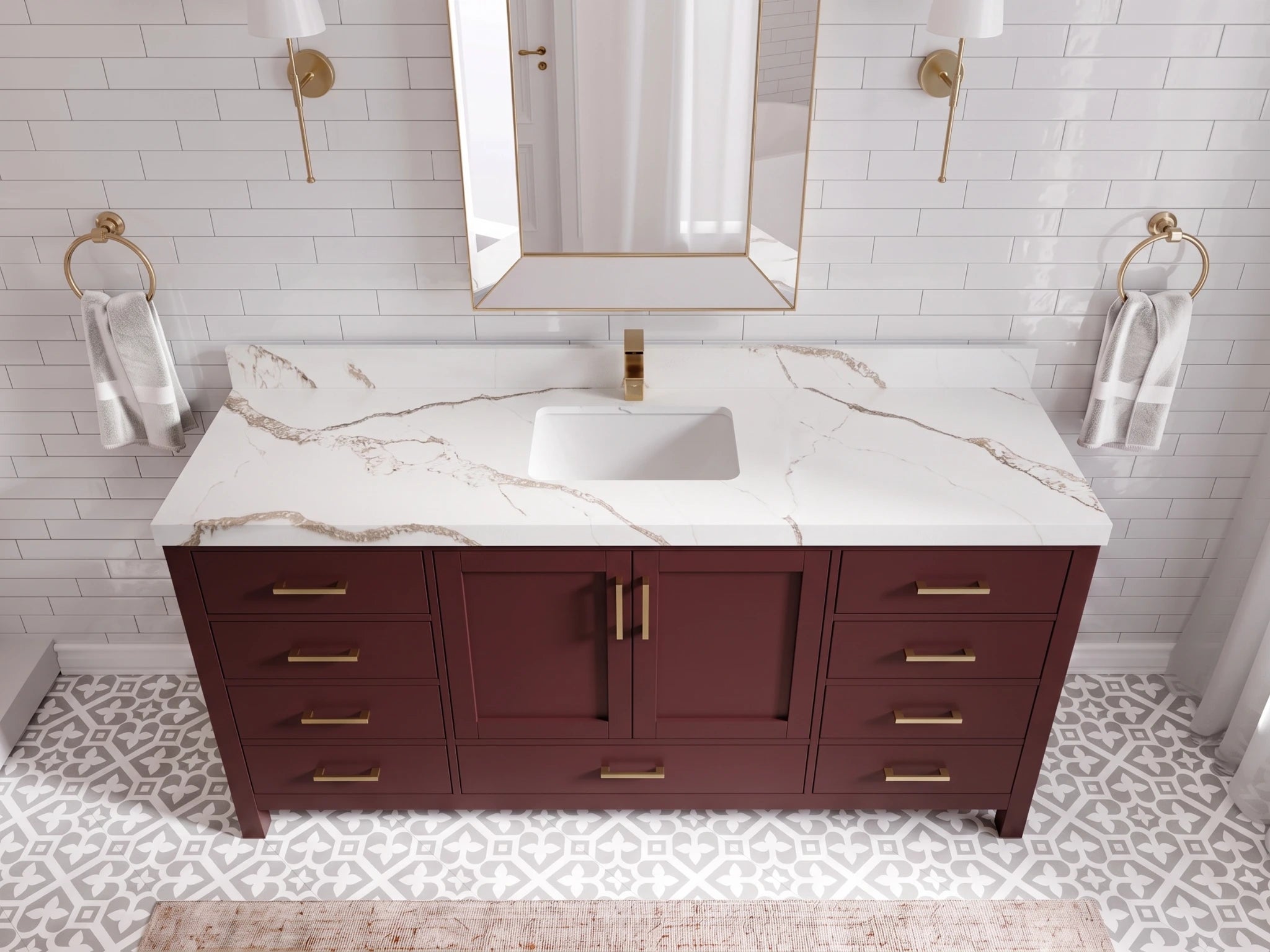 Malibu 72 in. W x 22 in. D Single Sink Bathroom Vanity