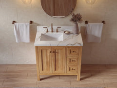 Nashville Teak Wood 36 in. W x 22 in. D Left Offset Sink Bathroom Vanity - photo 13