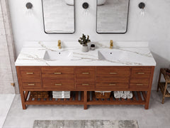 Parker Teak Wood 84 in. W x 22 in. D Double Sink Bathroom Vanity - photo 18