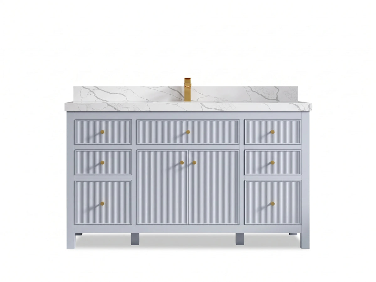 Sonoma 60 in W x 22 in D Free Standing Reeded Single Sink Bathroom Vanity