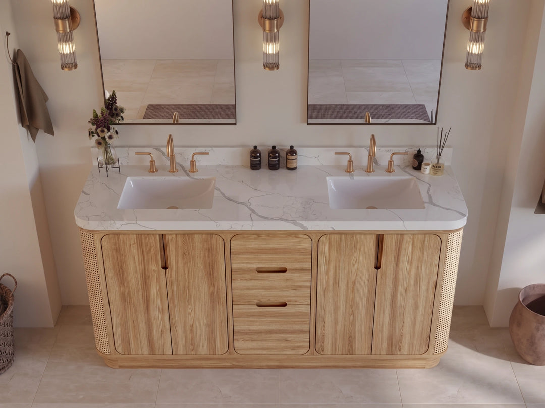 Ventura Teak 72 in. W x 22 in. D Double Sink Bathroom Vanity | 
              
                Light Natural Teak
                
                  
             - VTR_TK_LNT_CA_LZ_72D - photo №2