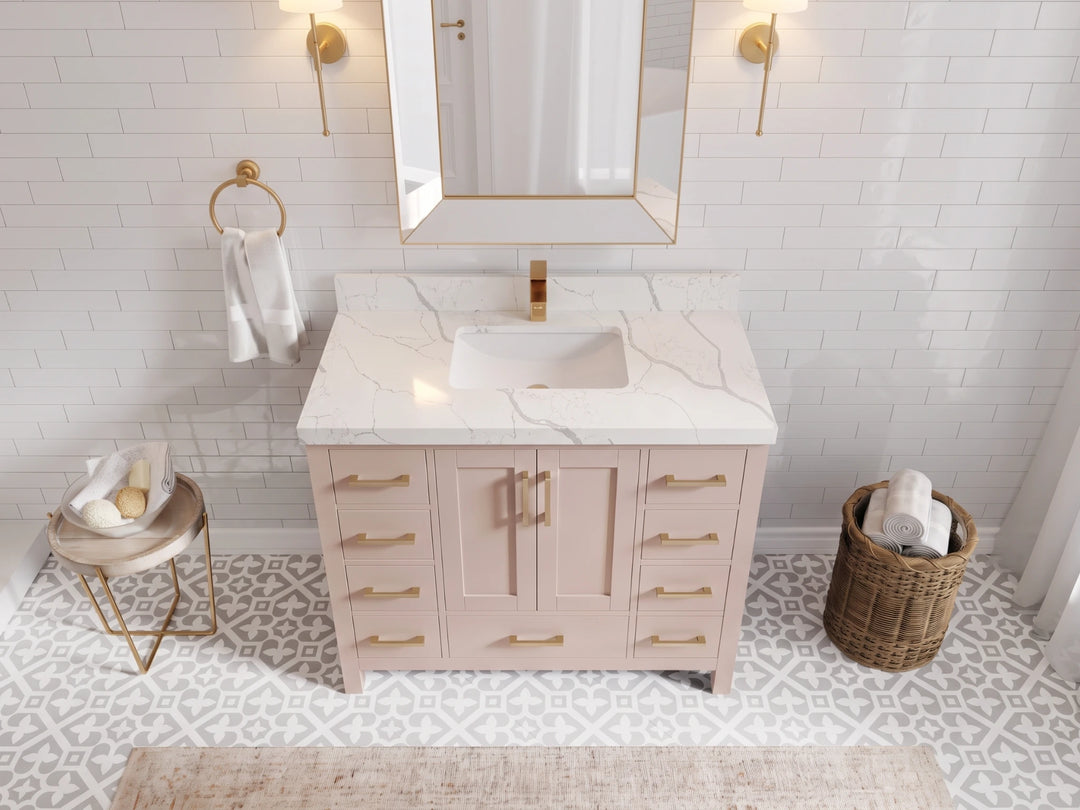 Malibu 42 in. W x 22 in. D Single Sink Bathroom Vanity | 
              
                Pink
                
                  
             - MLB_PNK_WHQZ_42 - photo №10