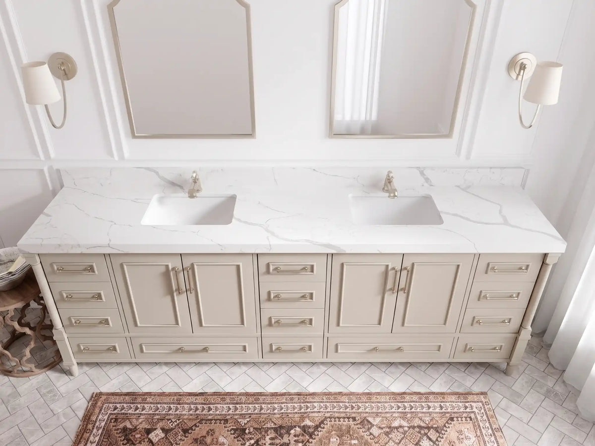 Aberdeen 96 in W x 22 in D Free Standing Double Sink Bathroom Vanity