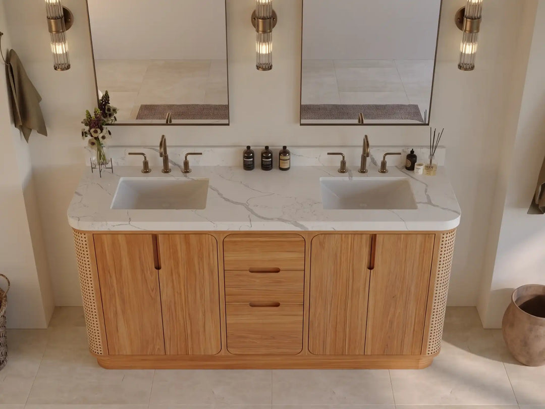 Ventura Teak 72 in. W x 22 in. D Double Sink Bathroom Vanity | 
              
                Light Natural Teak
                
                  
             - VTR_TK_LNT_CA_LZ_72D - photo №8