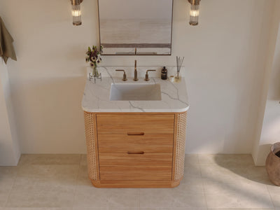 Ventura Teak Wood 36 in. W x 22 in. D Center Sink Bathroom Vanity