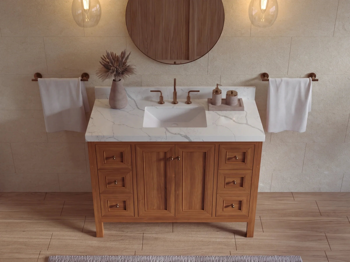 Nashville Teak Wood 48 in. W x 22 in. D Single Sink Bathroom Vanity