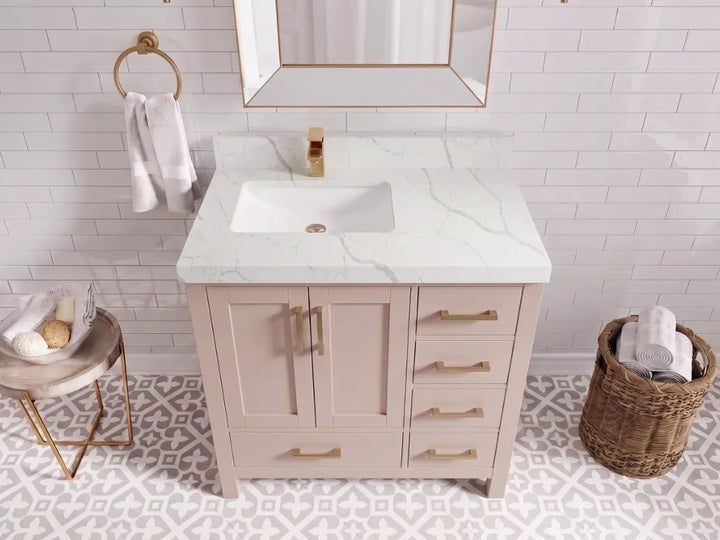 Malibu 36 in. W x 22 in. D Left Offset Sink Bathroom Vanity - photo 10