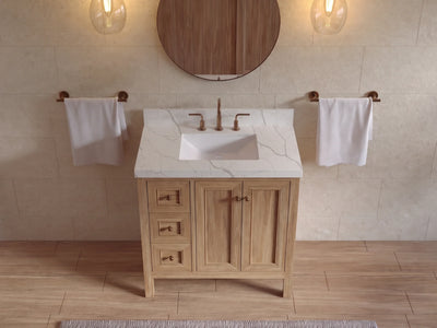 Nashville 36 in. W x 22 in. D Center Sink Teak Wood Bathroom Vanity