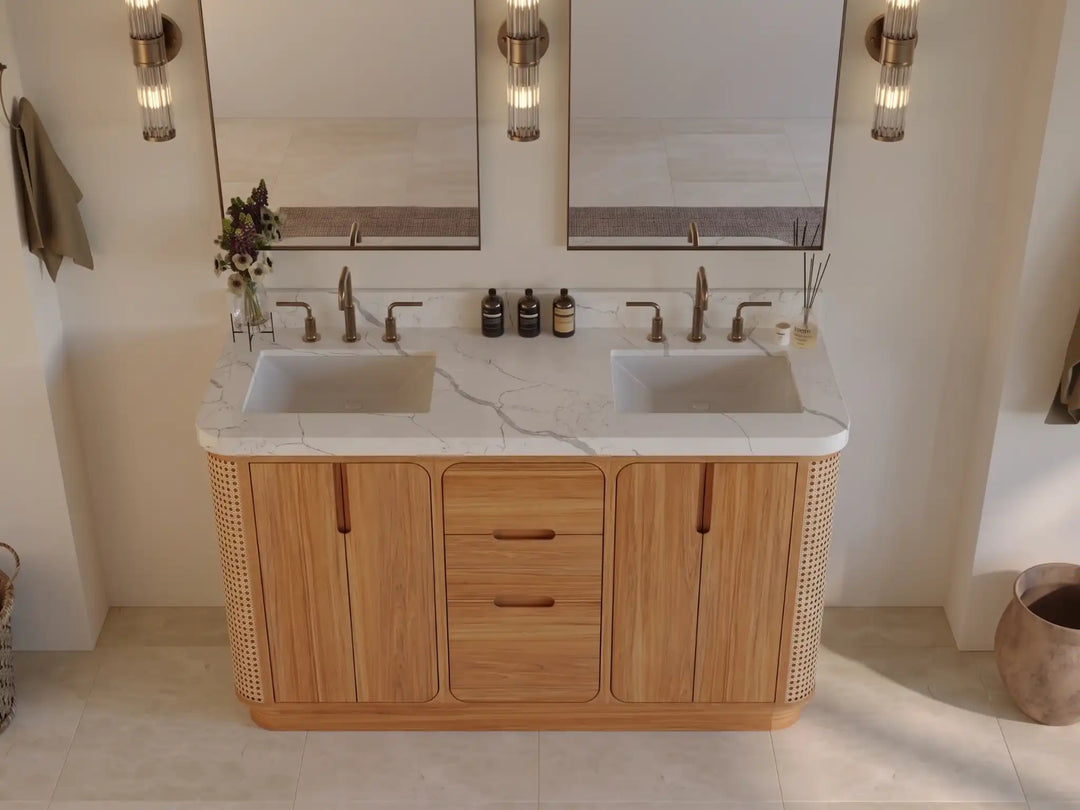 Ventura Teak 60 in. W x 22 in. D Double Sink Bathroom Vanity | 
              
                Light Natural Teak
                
                  
             - VTR_TK_LNT_CA_LZ_60D - photo №8