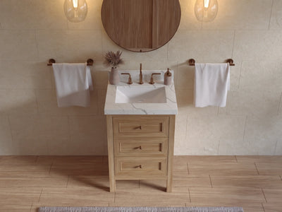Nashville Teak Wood 24 in. W x 22 in. D Single Sink Bathroom Vanity