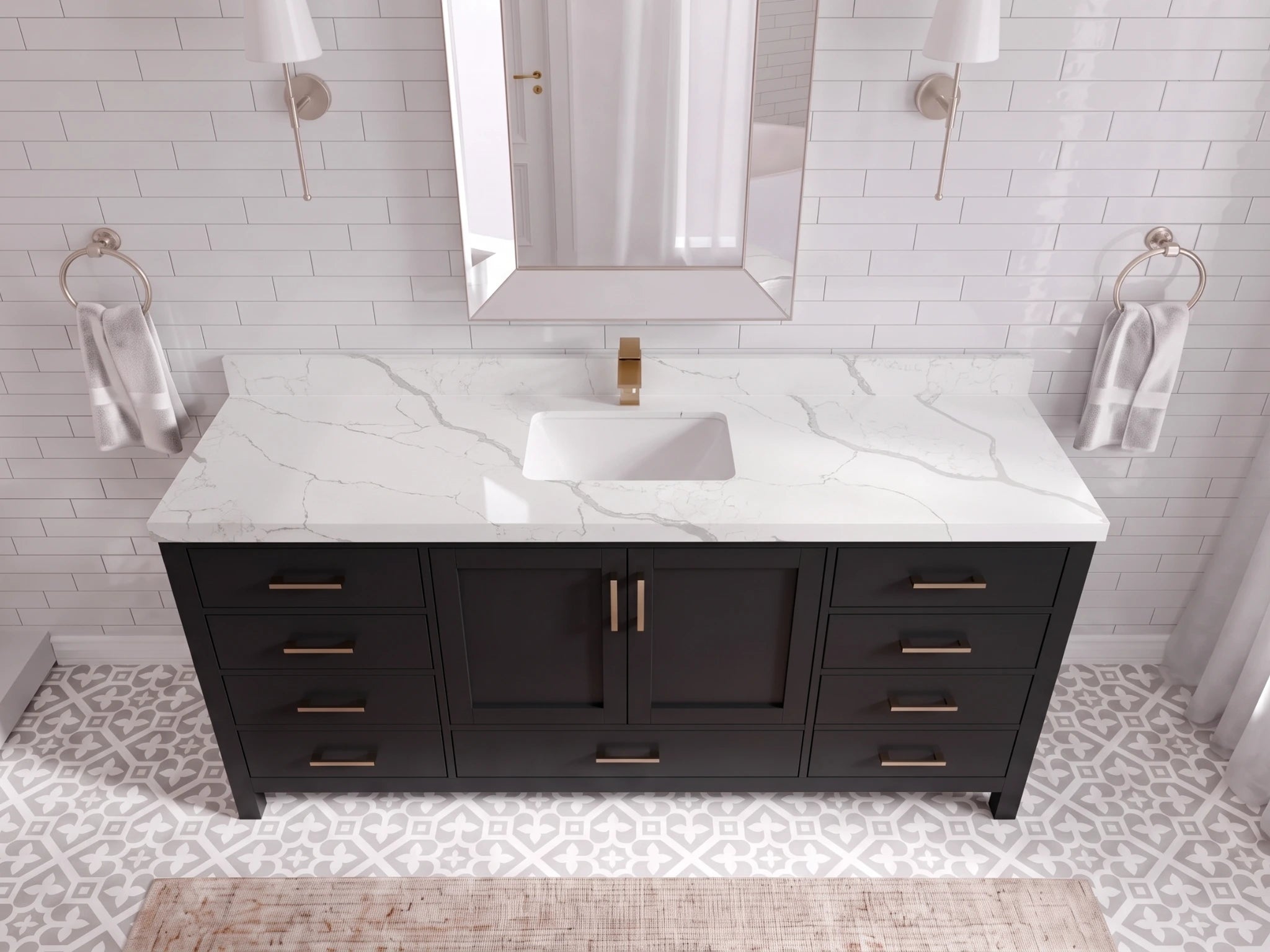 Malibu 72 in. W x 22 in. D Single Sink Bathroom Vanity
