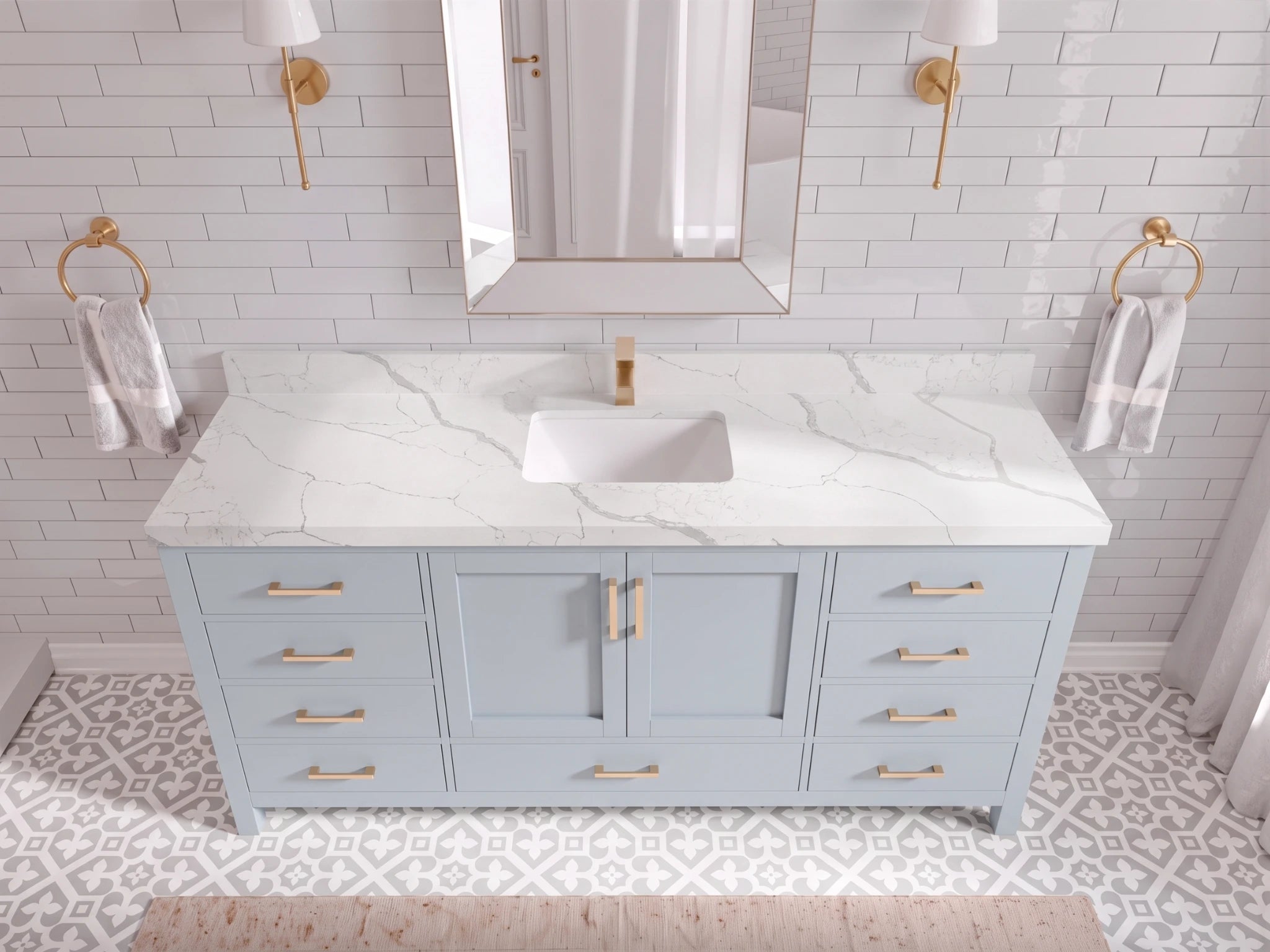 Malibu 72 in. W x 22 in. D Single Sink Bathroom Vanity