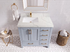 Malibu 36 in. W x 22 in. D Left Offset Sink Bathroom Vanity - photo 10