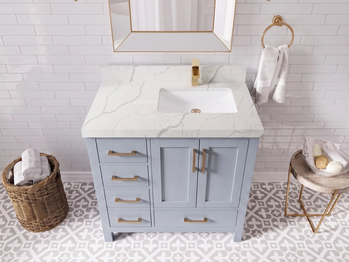 Malibu 36 in. W x 22 in. D Right Offset Sink Bathroom Vanity - photo 10
