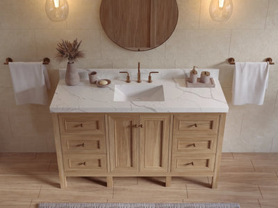 Nashville Teak Wood 60 in. W x 22 in. D Single Sink Bathroom Vanity