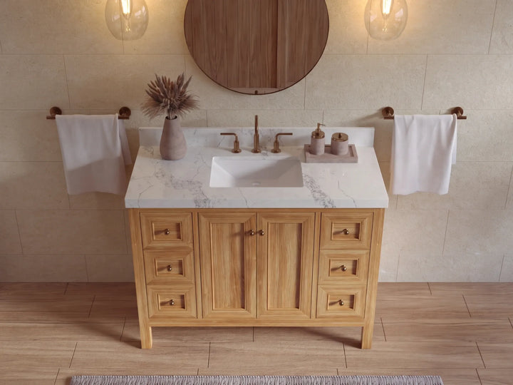 Nashville Teak Wood 48 in. W x 22 in. D Single Sink Bathroom Vanity - photo 14