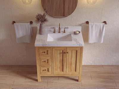 Nashville Teak Wood 36 in. W x 22 in. D Center Sink Bathroom Vanity