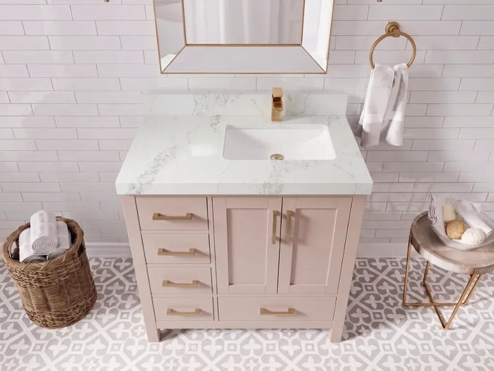 Malibu 36 in. W x 22 in. D Right Offset Sink Bathroom Vanity - photo 11