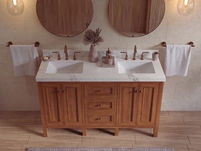 Nashville Teak Wood 60 in. W x 22 in. D Double Sink Bathroom Vanity