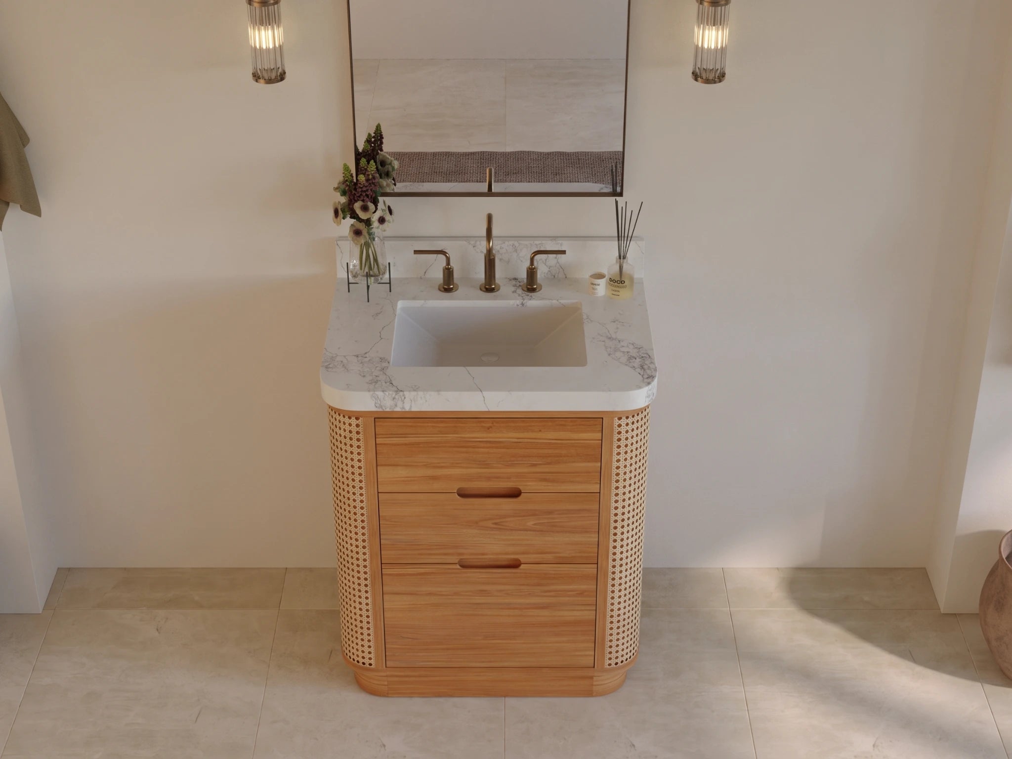 Ventura Teak Wood 30 in. W x 22 in. D Single Sink Bathroom Vanity